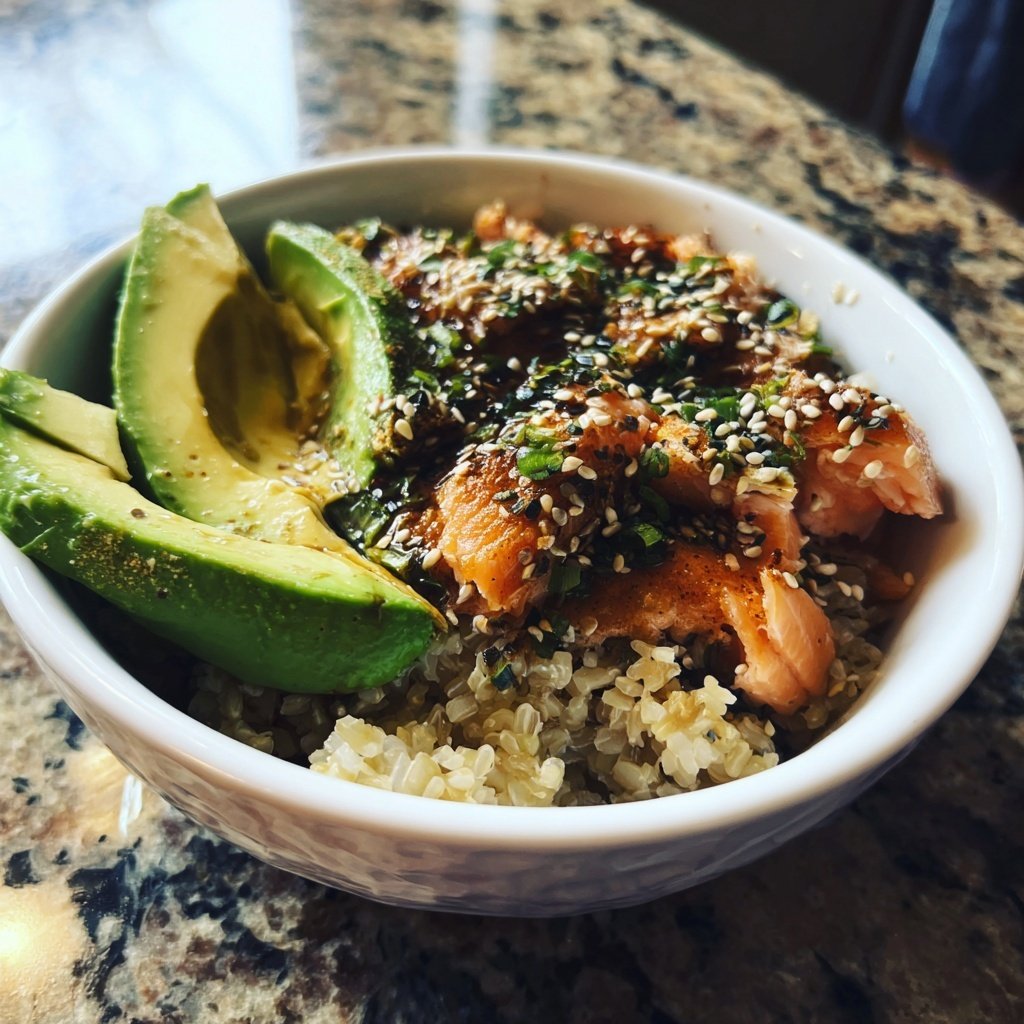 High Protein Salmon Rice Bowl