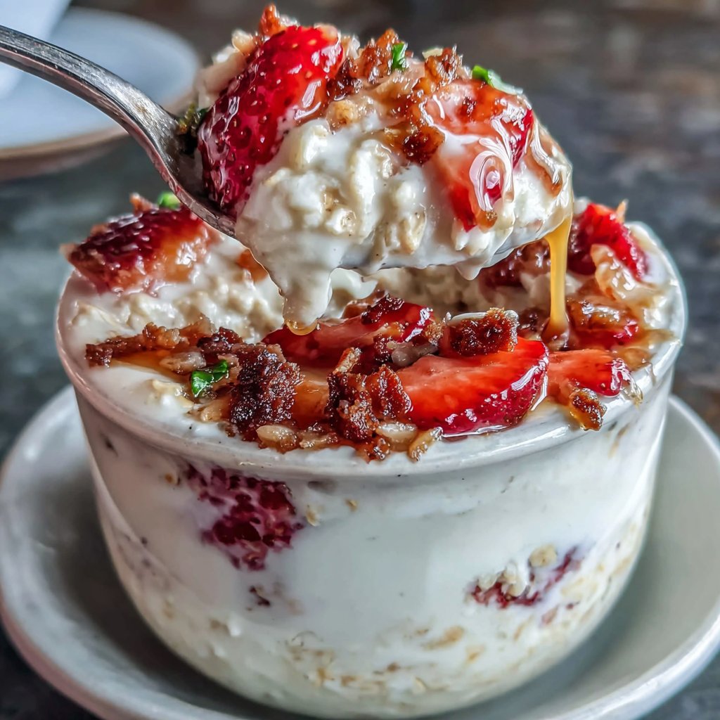 Strawberry Cream Overnight Oats