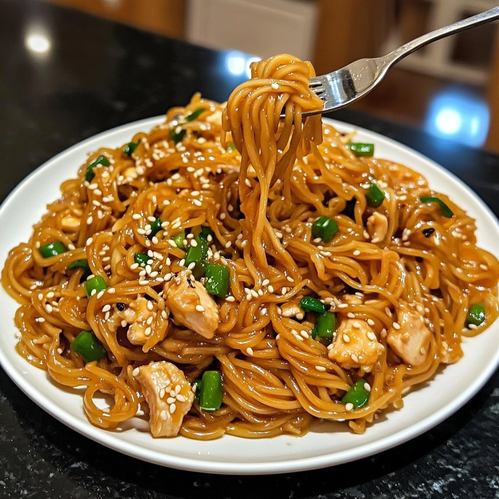 Sticky Garlic Chicken Noodles