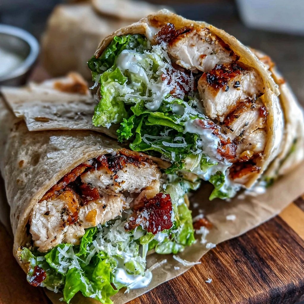 Healthy Chicken Caesar Salad Wraps