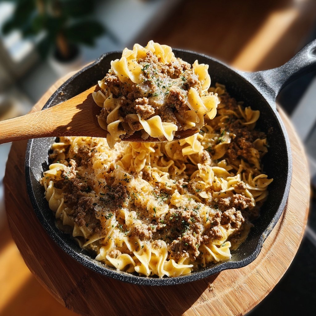Ground Beef And Noodle Skillet
