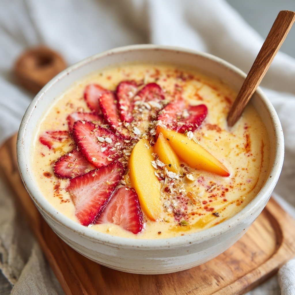 Strawberry Peach Smoothie Bowl