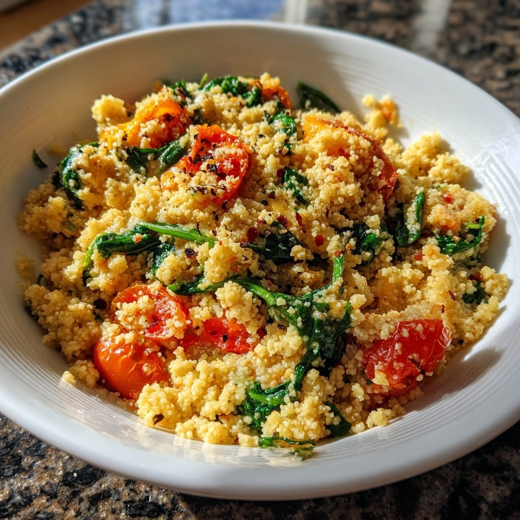 Creamy Spinach Tomato Couscous